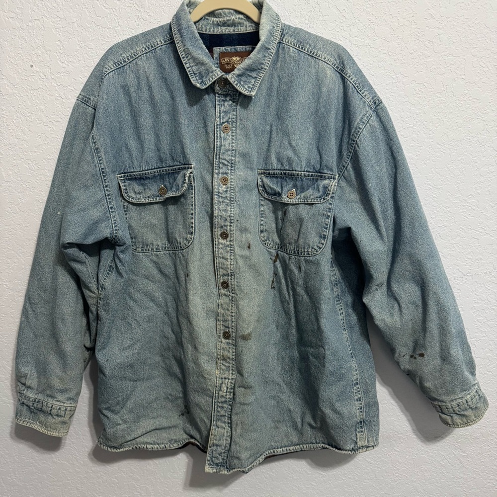 Vintage 90’s Levi’s Thrashed Blanket Fleece Lined Shacket Men’s Chore Jacket XL